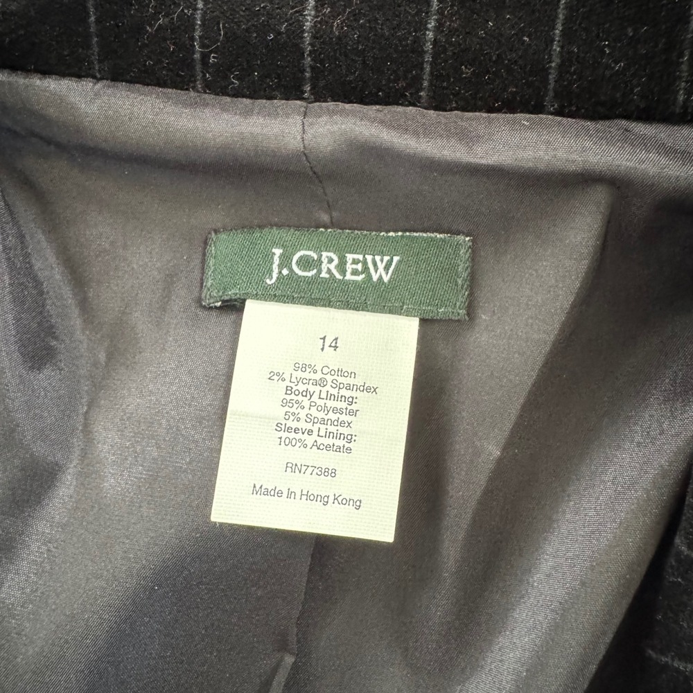 J.Crew Womens Black Pinstripe Velvet Blazer Jacket 3-Button Size 14 RN77388 - Picture 6 of 14